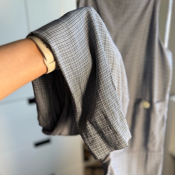 Rampage Gray Checkered Spring Summer Sleeveless Jumpsuit Overall Size Medium - Picture 2 of 6